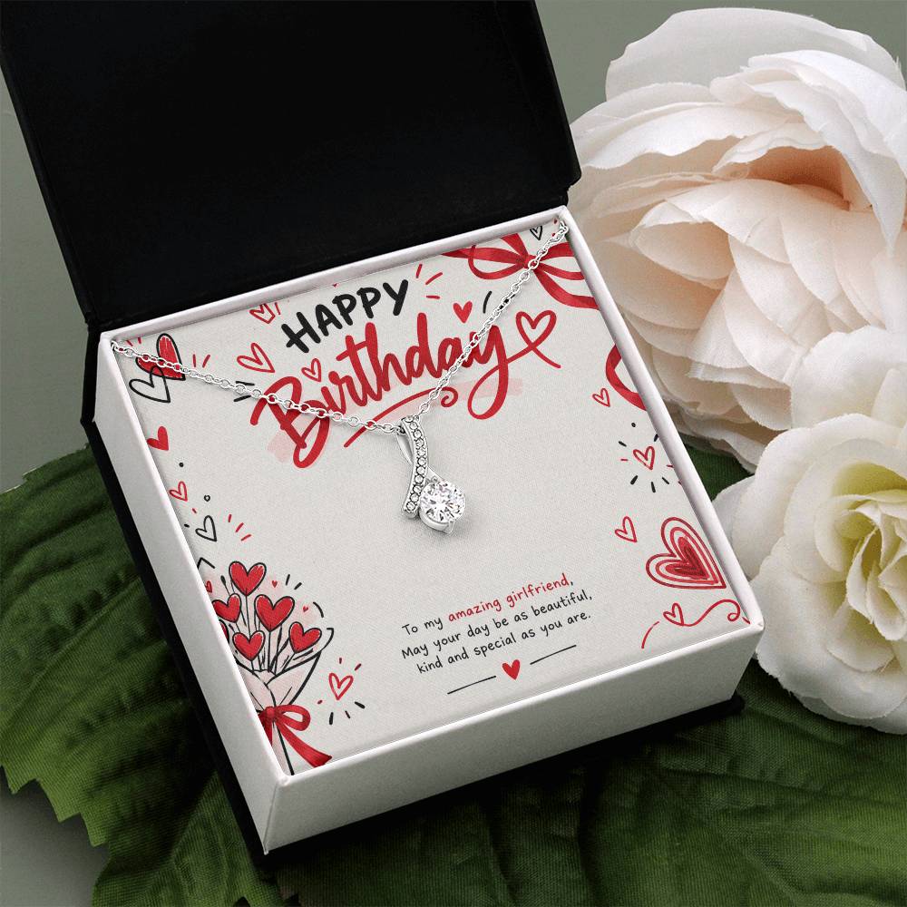 Birthday Necklace for Girlfriend – Alluring Beauty Crystal Pendant with Message Card