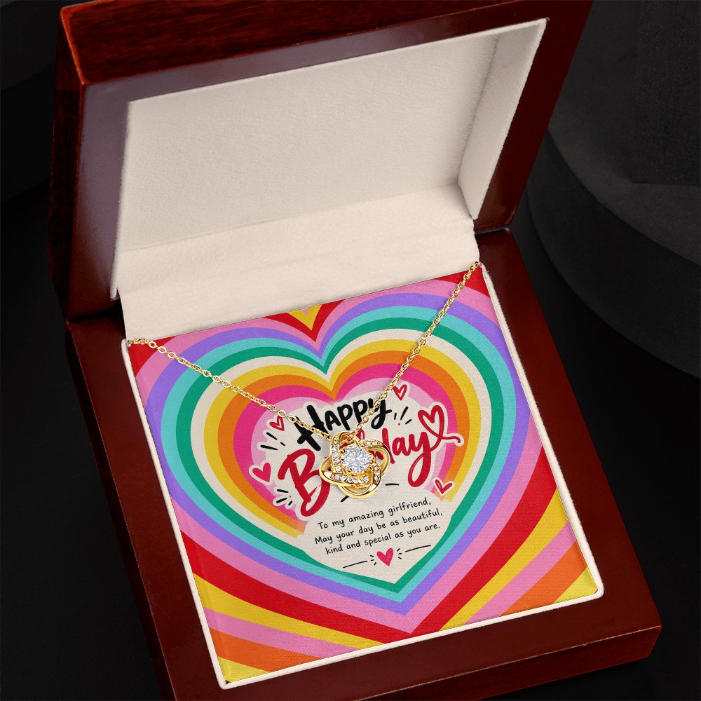 Happy Birthday Gift for Girlfriend – Love Knot Necklace with Message Card