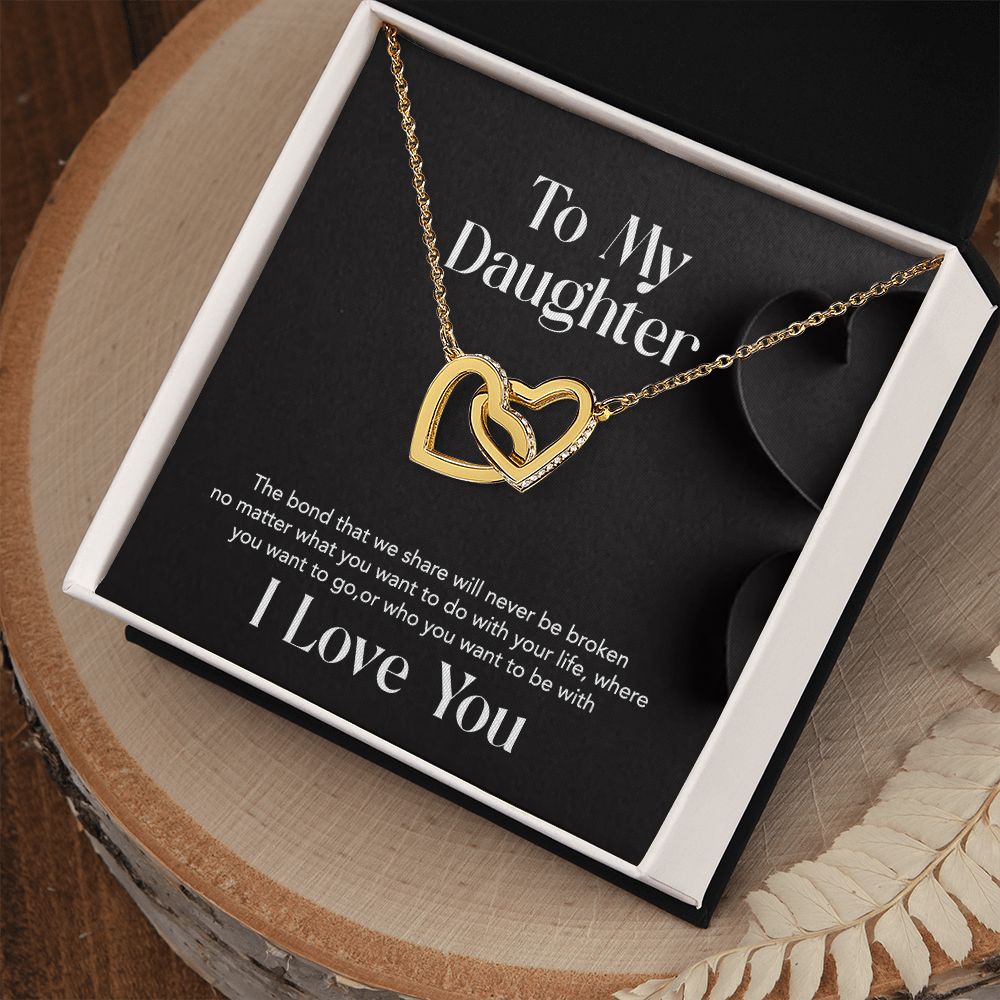 Interlocking Heart Necklace - With Message Card For Daughter