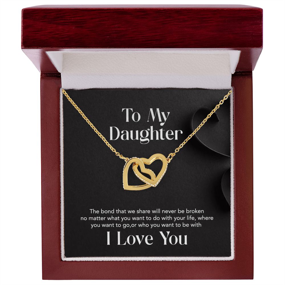 Interlocking Heart Necklace - With Message Card For Daughter