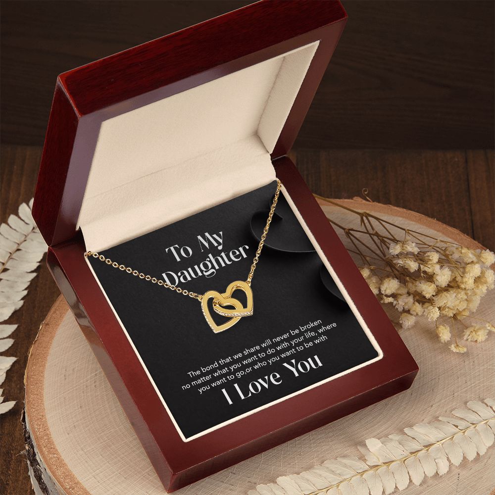 Interlocking Heart Necklace - With Message Card For Daughter
