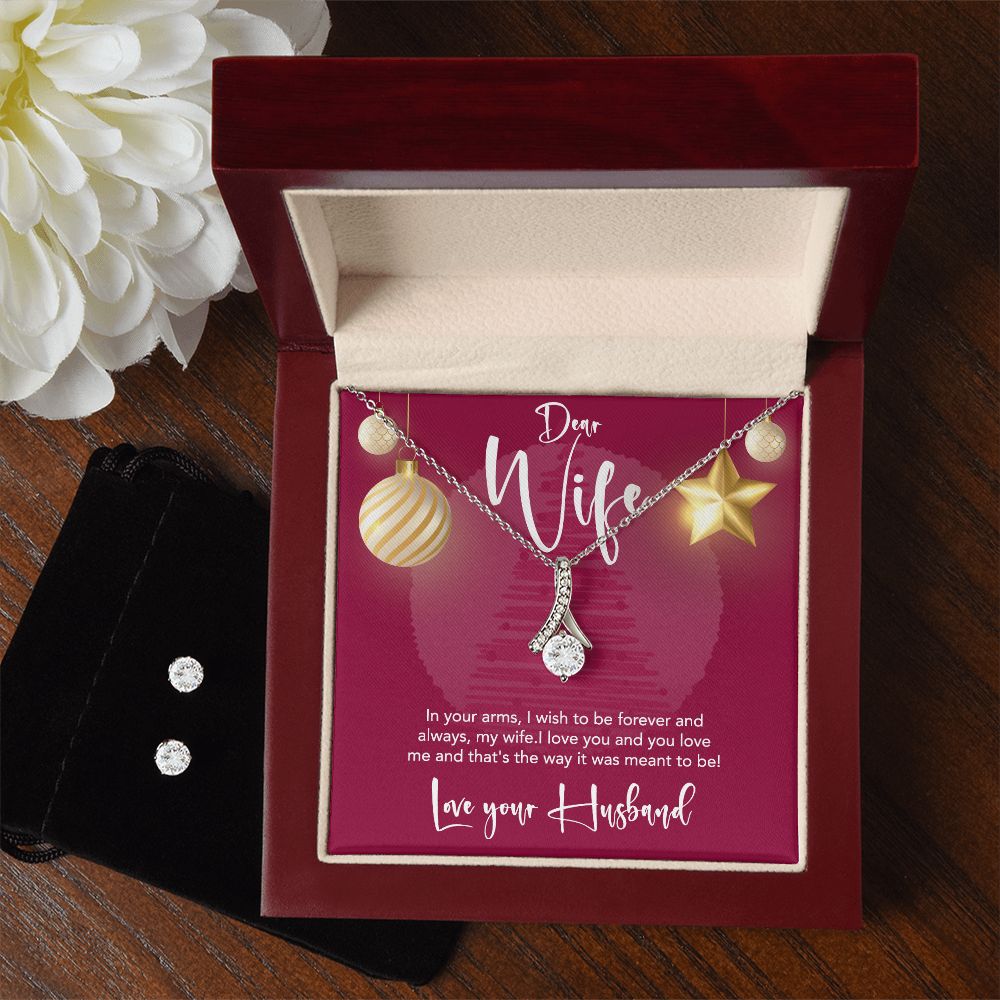 Alluring Beauty Necklace with CZ Clear Earrings - For Her