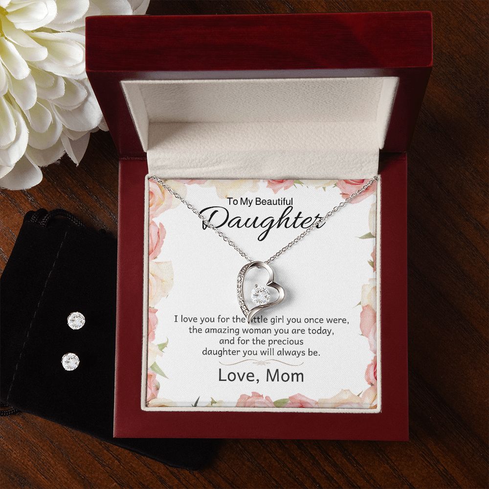 Love Forever Necklace and Earring - (White Gold)