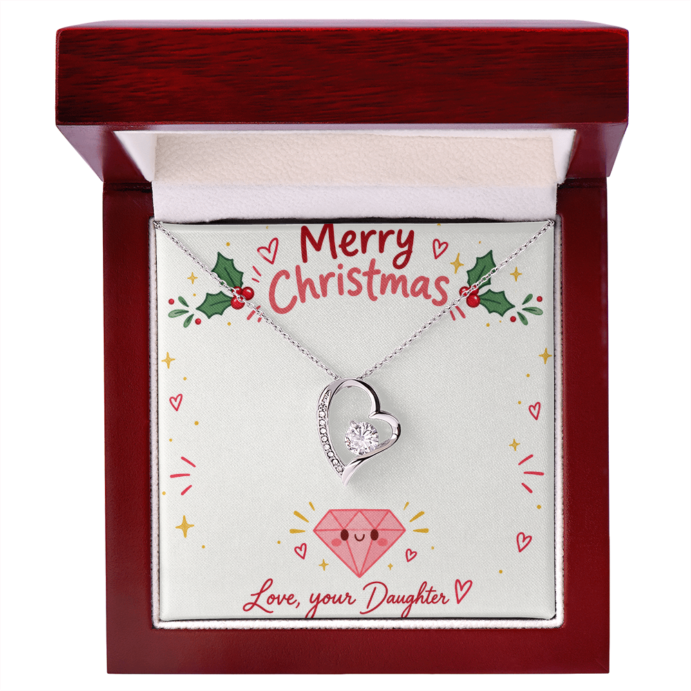 To My Mom from Daughter Christmas Gift – Forever Love Heart Necklace with Crystal