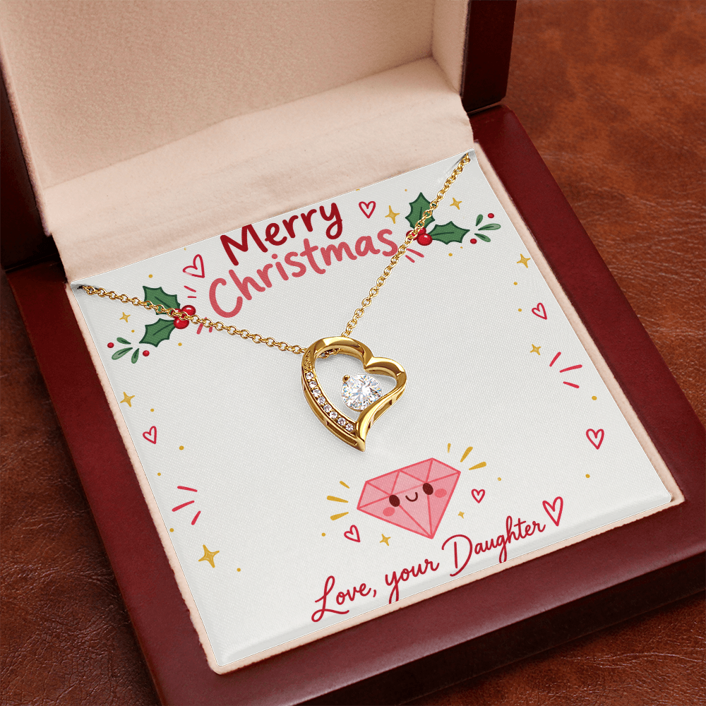 To My Mom from Daughter Christmas Gift – Forever Love Heart Necklace with Crystal