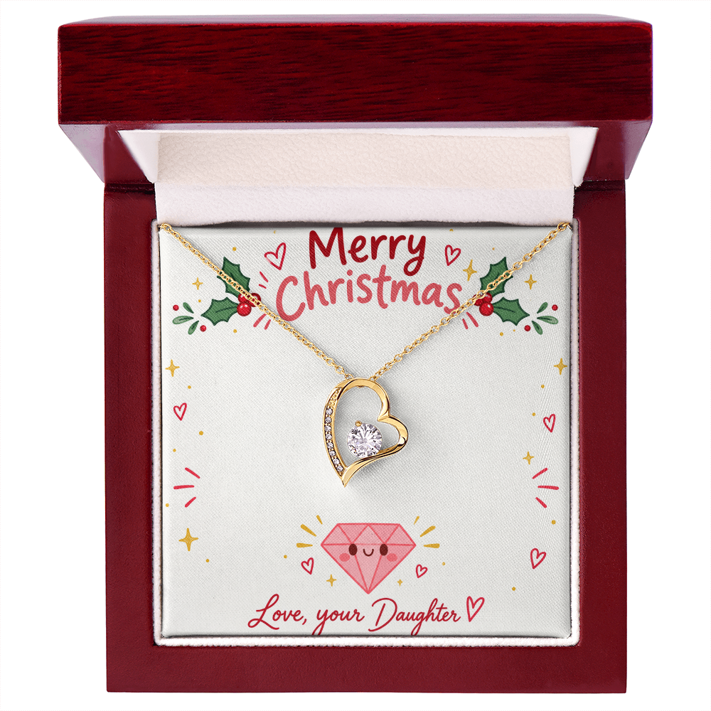To My Mom from Daughter Christmas Gift – Forever Love Heart Necklace with Crystal