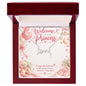 New Mom Gift for Baby Girl – Love Script Necklace with Welcome Little Princess Card