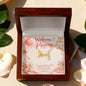 New Mom Gift for Baby Girl – Love Script Necklace with Welcome Little Princess Card