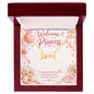 New Mom Gift for Baby Girl – Love Script Necklace with Welcome Little Princess Card