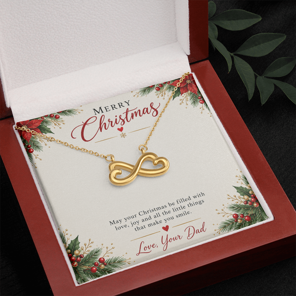To My Daughter Christmas Gift from Dad – Endless Love Infinity Heart Necklace