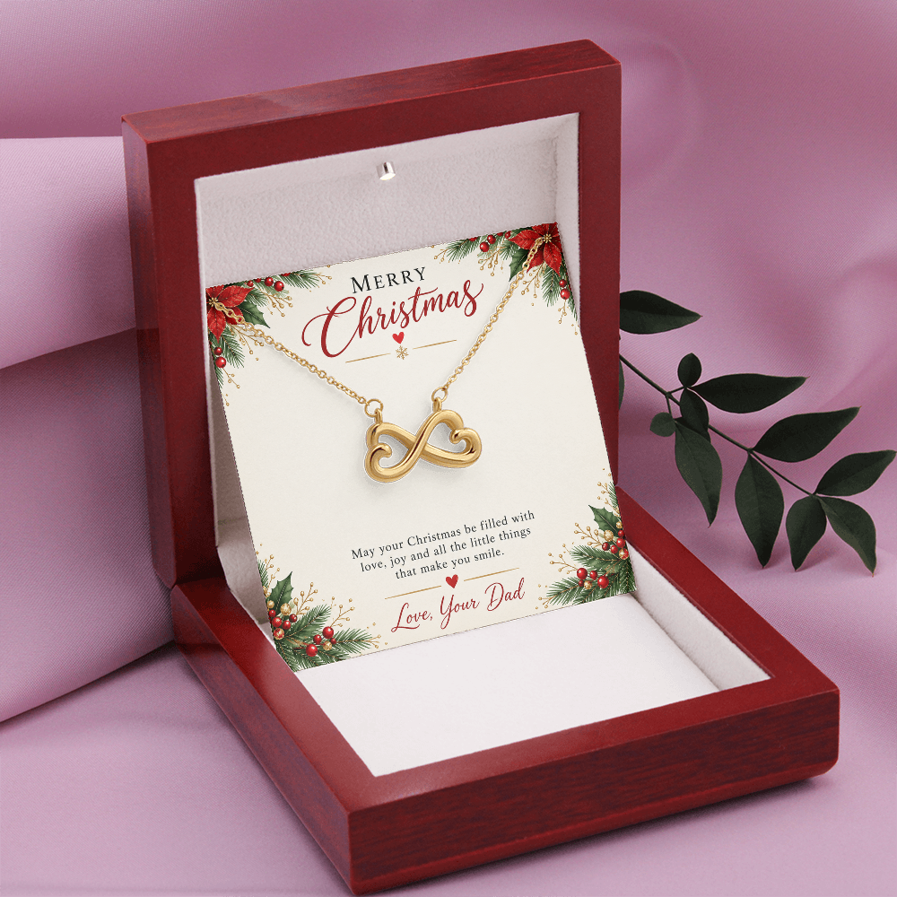 To My Daughter Christmas Gift from Dad – Endless Love Infinity Heart Necklace