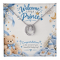 New Mom Gift for Baby Boy – Lucky In Love Necklace with Congratulations Message Card