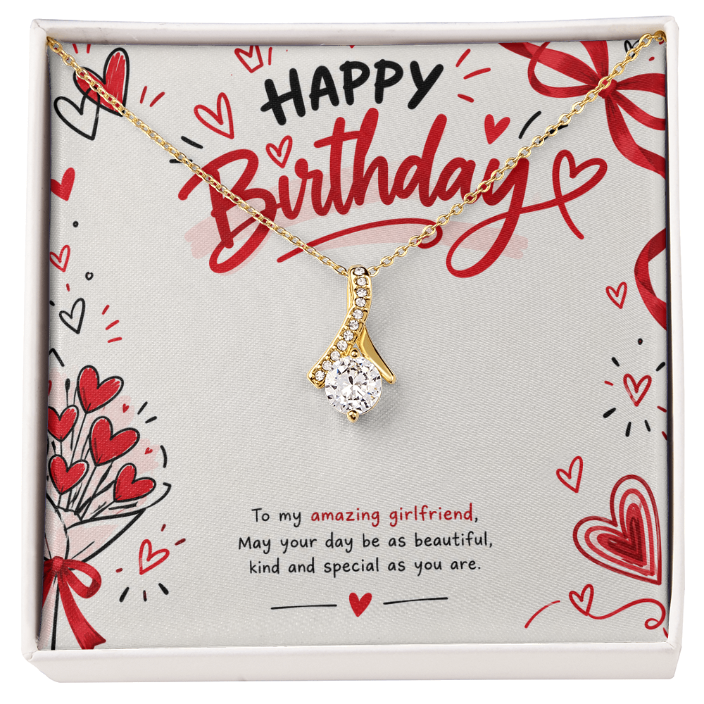 Birthday Necklace for Girlfriend – Alluring Beauty Crystal Pendant with Message Card