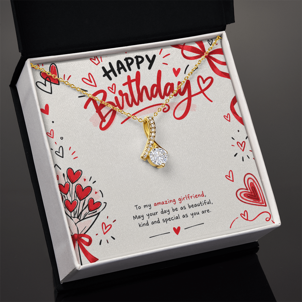 Birthday Necklace for Girlfriend – Alluring Beauty Crystal Pendant with Message Card