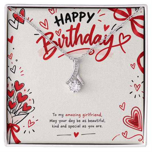 Birthday Necklace for Girlfriend – Alluring Beauty Crystal Pendant with Message Card