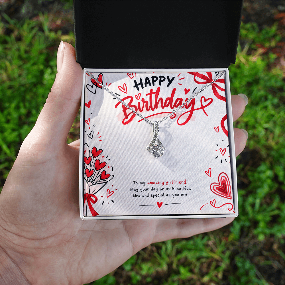 Birthday Necklace for Girlfriend – Alluring Beauty Crystal Pendant with Message Card