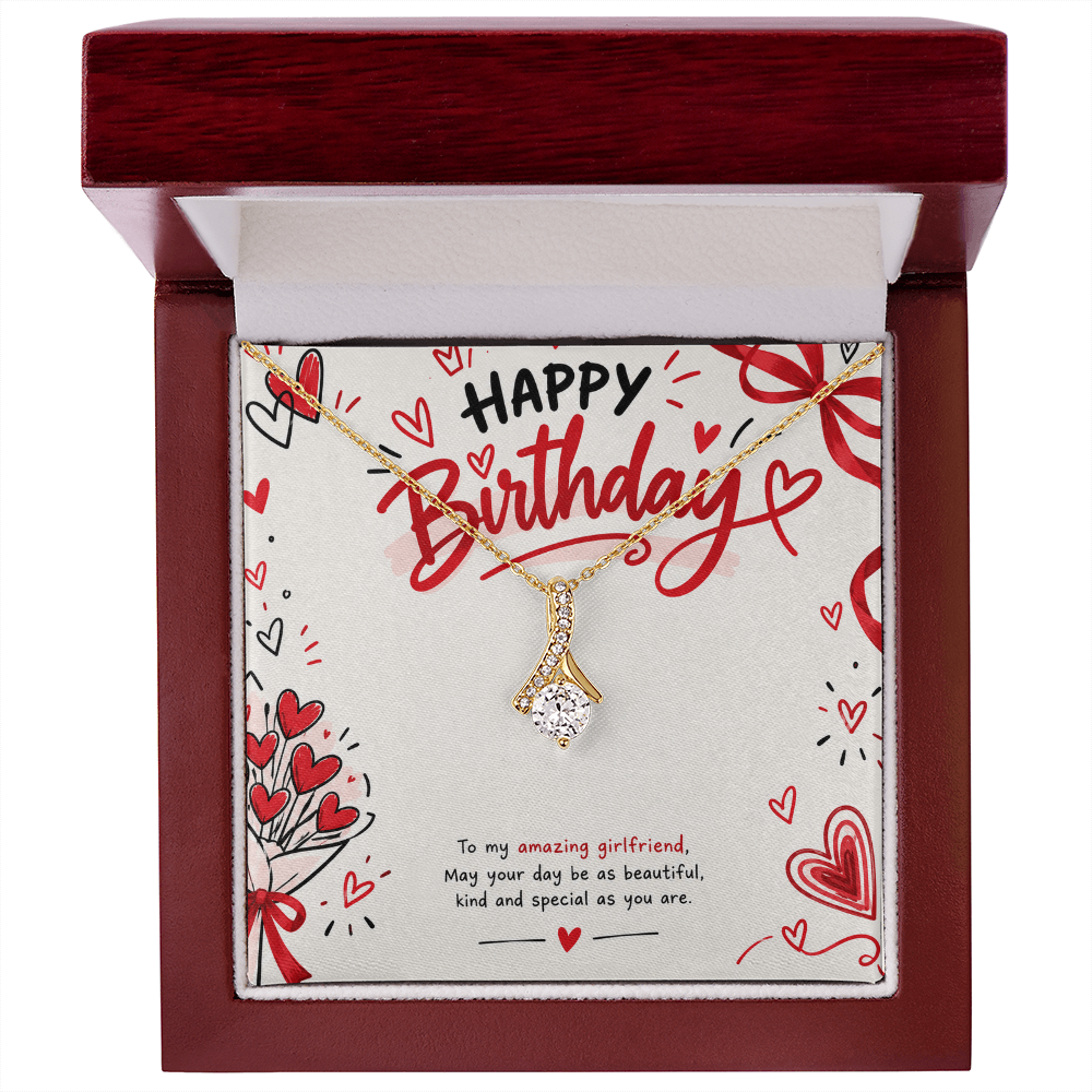 Birthday Necklace for Girlfriend – Alluring Beauty Crystal Pendant with Message Card