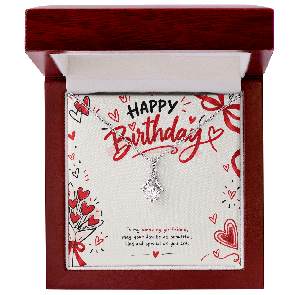 Birthday Necklace for Girlfriend – Alluring Beauty Crystal Pendant with Message Card