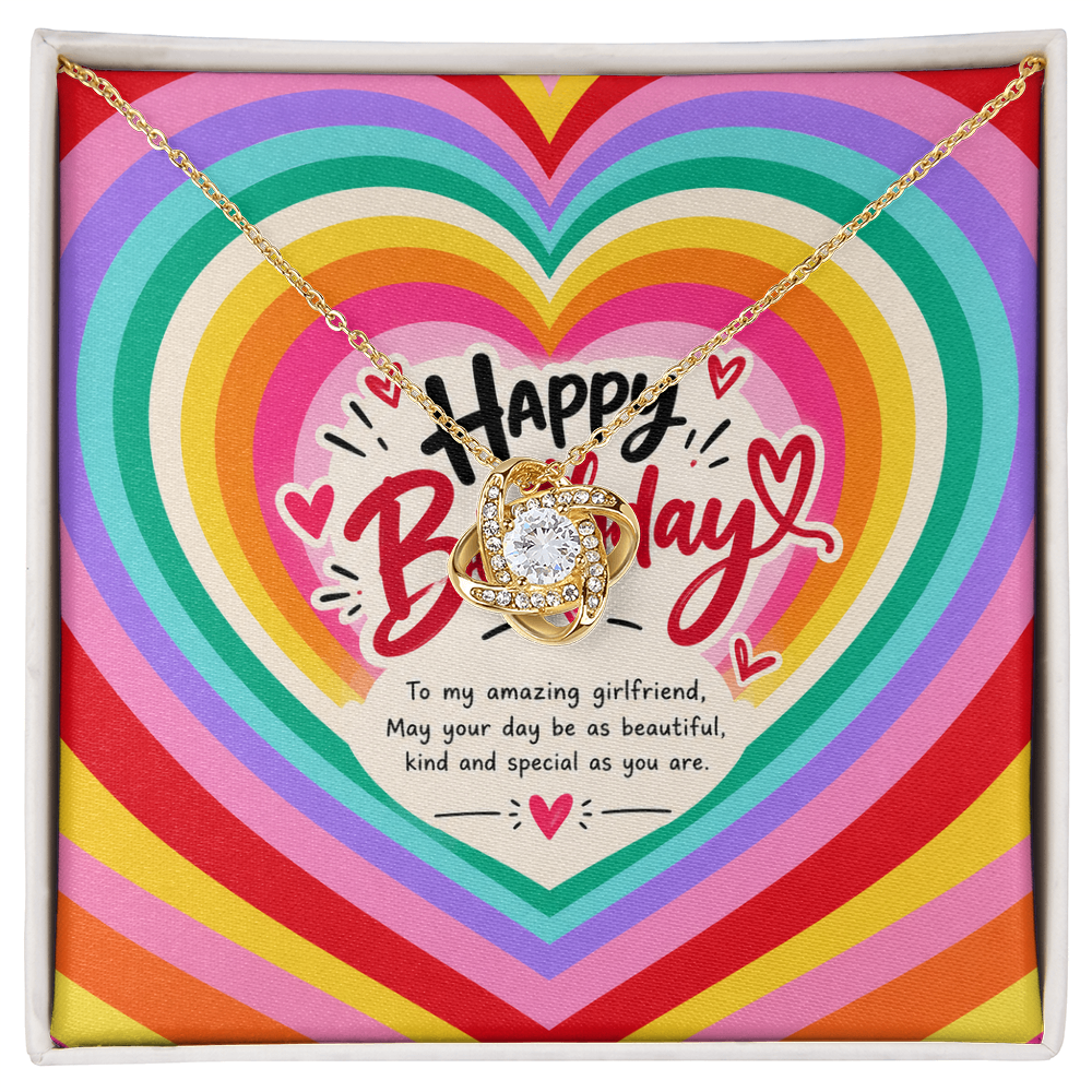 Happy Birthday Gift for Girlfriend – Love Knot Necklace with Message Card