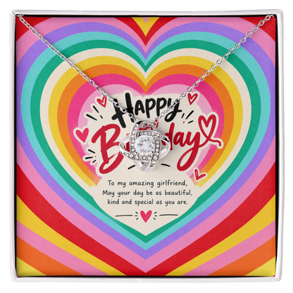 Happy Birthday Gift for Girlfriend – Love Knot Necklace with Message Card
