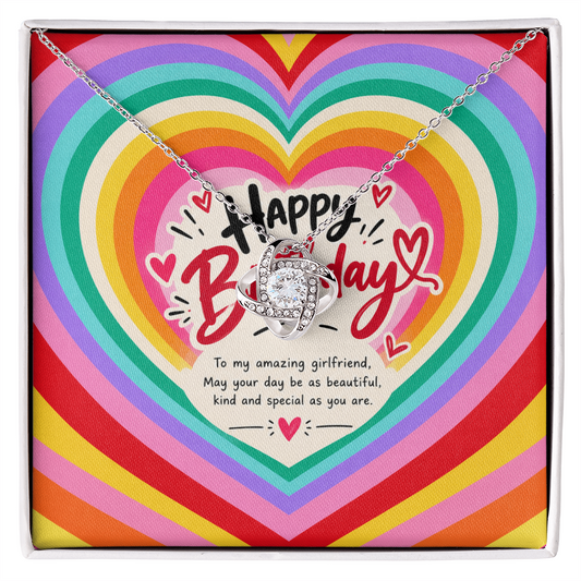 Happy Birthday Gift for Girlfriend – Love Knot Necklace with Message Card