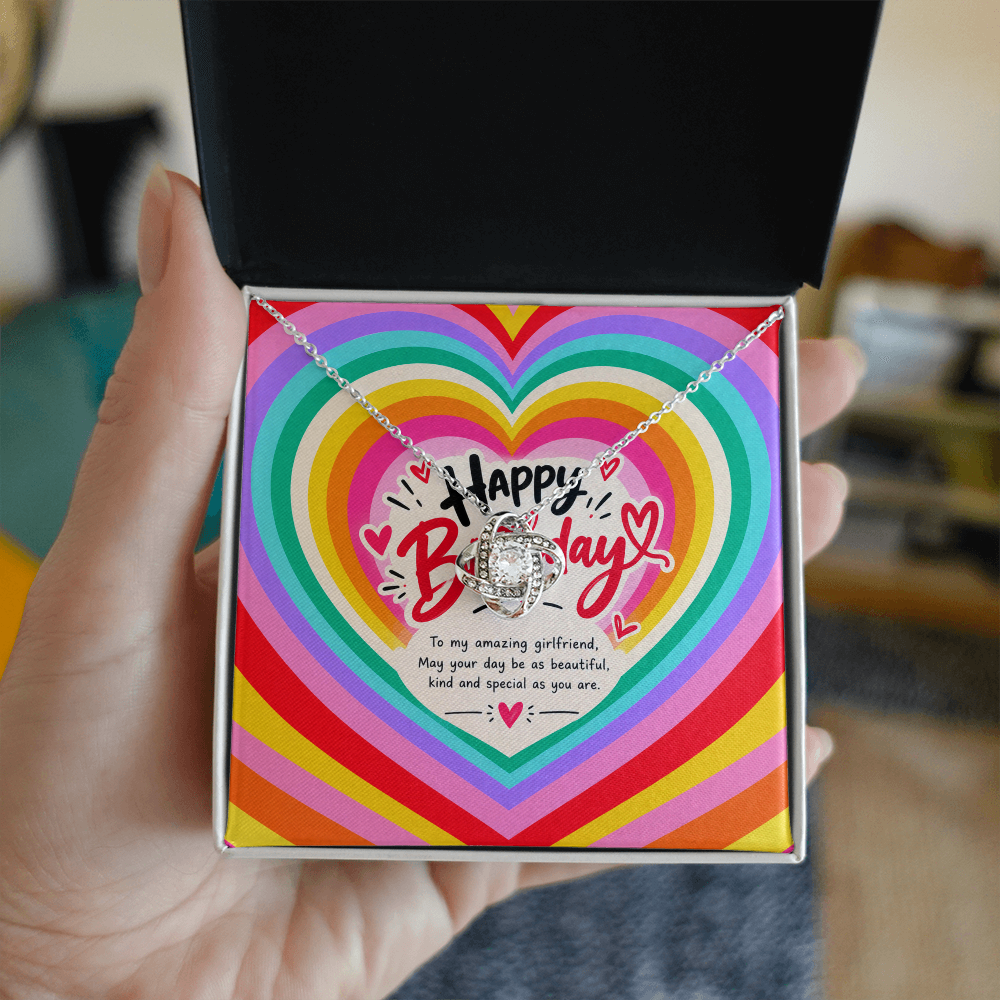 Happy Birthday Gift for Girlfriend – Love Knot Necklace with Message Card