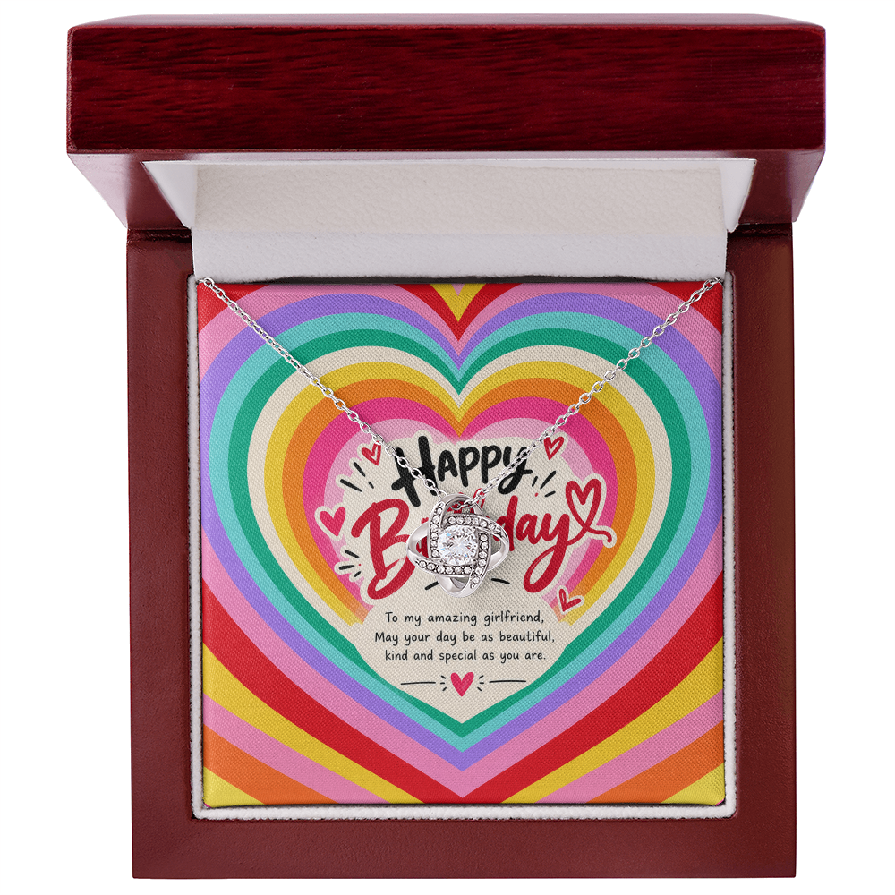 Happy Birthday Gift for Girlfriend – Love Knot Necklace with Message Card