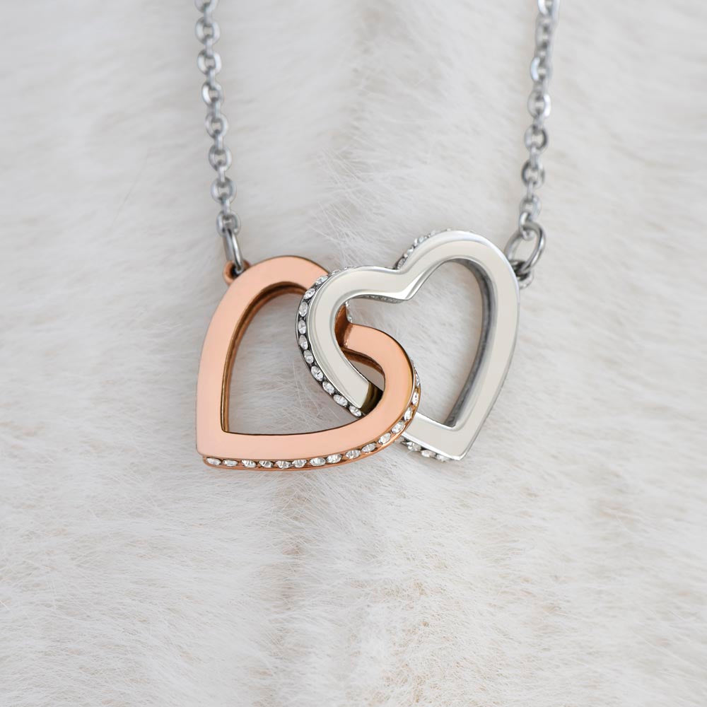 Wedding Anniversary Gift for Her – Interlocking Hearts Necklace with Message Card