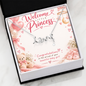 New Mom Gift for Baby Girl – Love Script Necklace with Welcome Little Princess Card