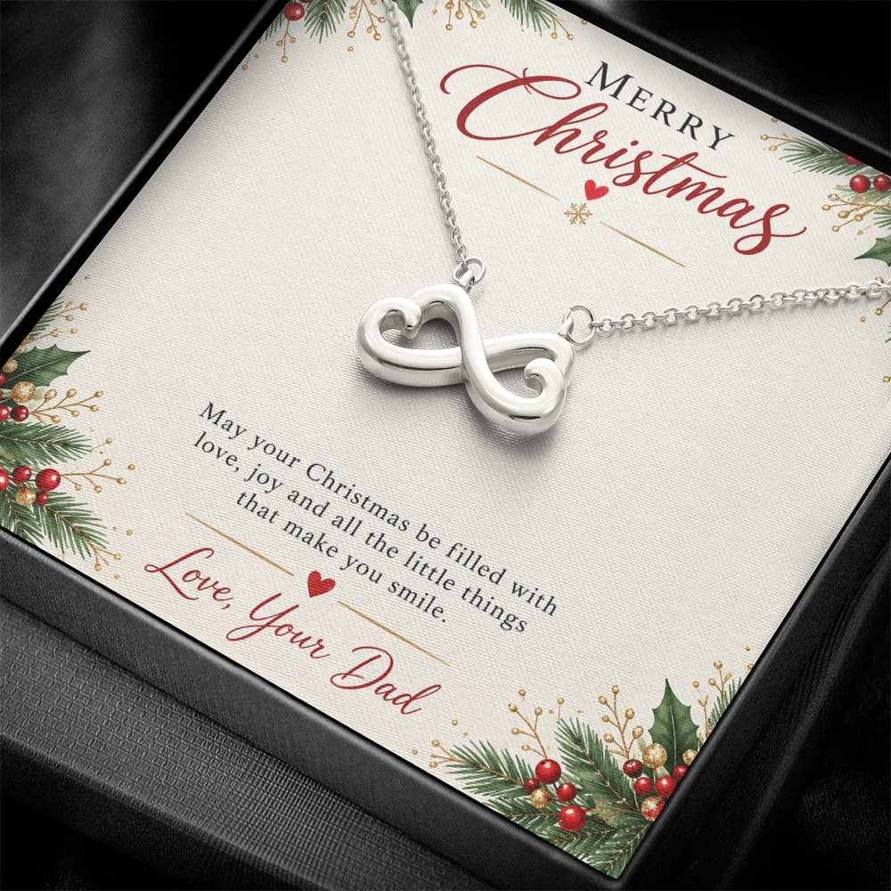 To My Daughter Christmas Gift from Dad – Endless Love Infinity Heart Necklace