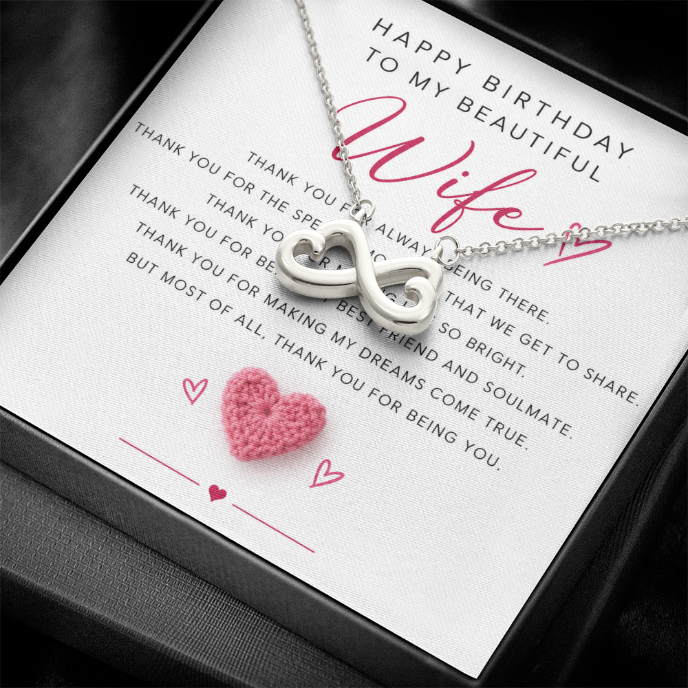 Birthday Necklace for Wife – Alluring Beauty Crystal Pendant with Message Card