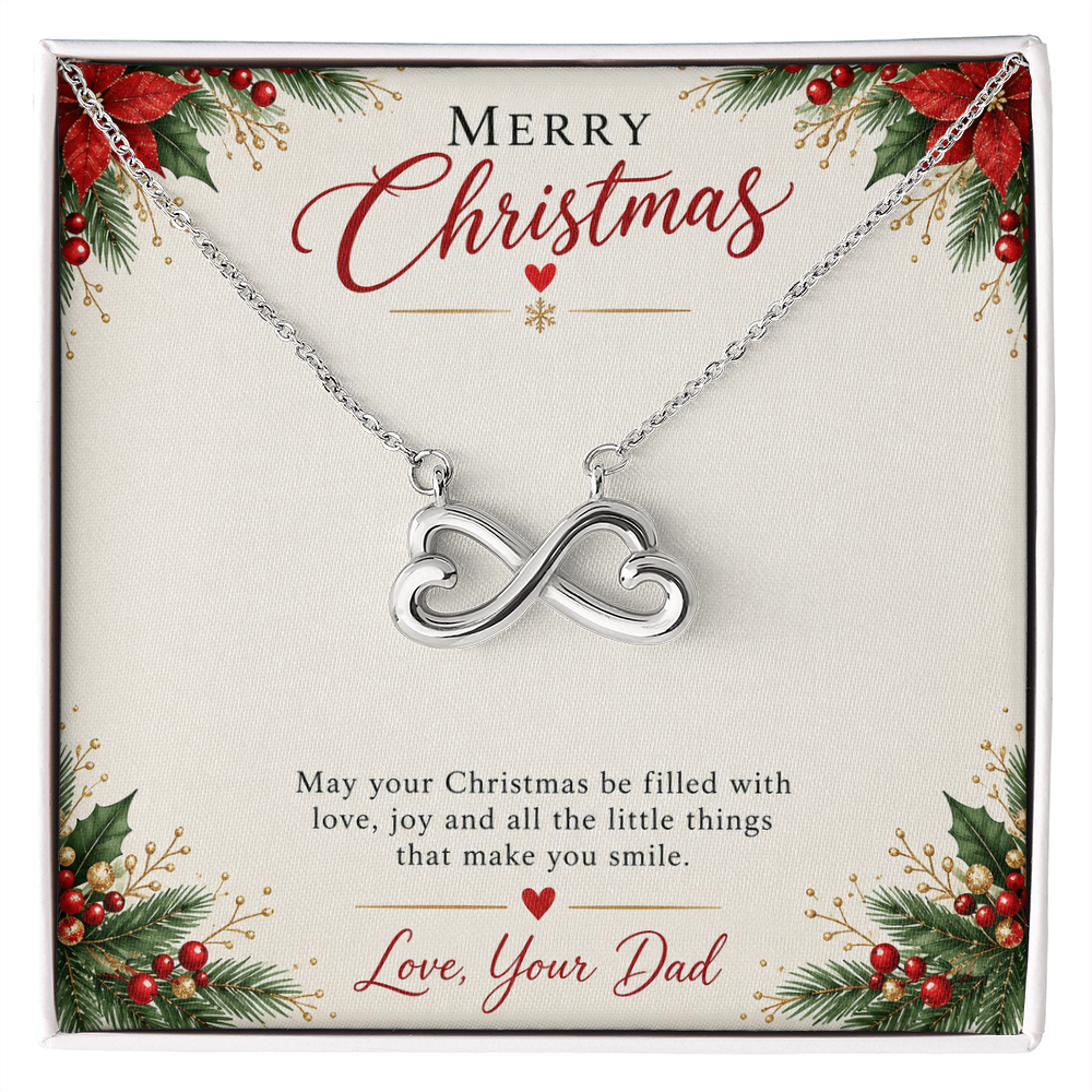 To My Daughter Christmas Gift from Dad – Endless Love Infinity Heart Necklace