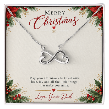 To My Daughter Christmas Gift from Dad – Endless Love Infinity Heart Necklace