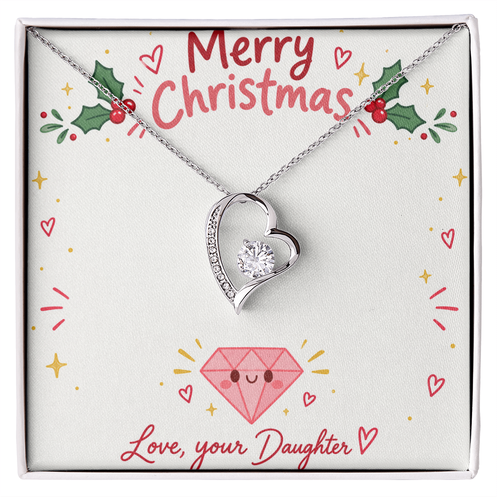 To My Mom from Daughter Christmas Gift – Forever Love Heart Necklace with Crystal