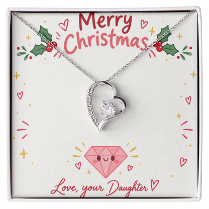 To My Mom from Daughter Christmas Gift – Forever Love Heart Necklace with Crystal