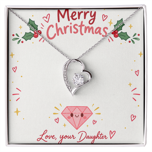 To My Mom from Daughter Christmas Gift – Forever Love Heart Necklace with Crystal