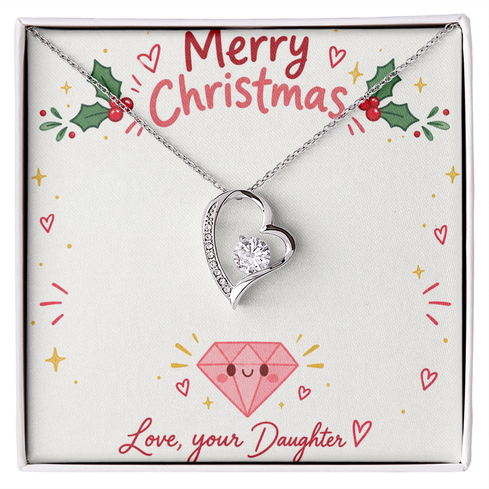To My Mom from Daughter Christmas Gift – Forever Love Heart Necklace with Crystal
