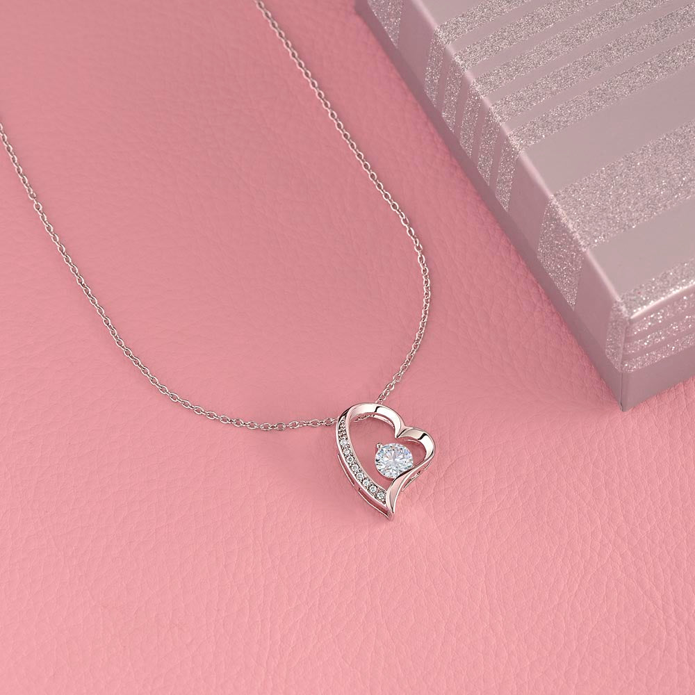 To My Mom from Daughter Christmas Gift – Forever Love Heart Necklace with Crystal