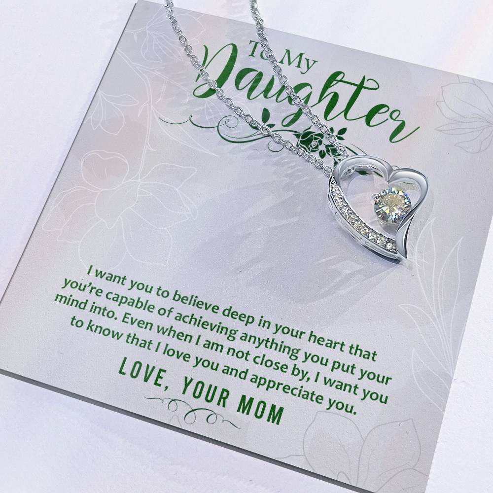 Heart Necklace - With Message Card For Daughter | For Gift