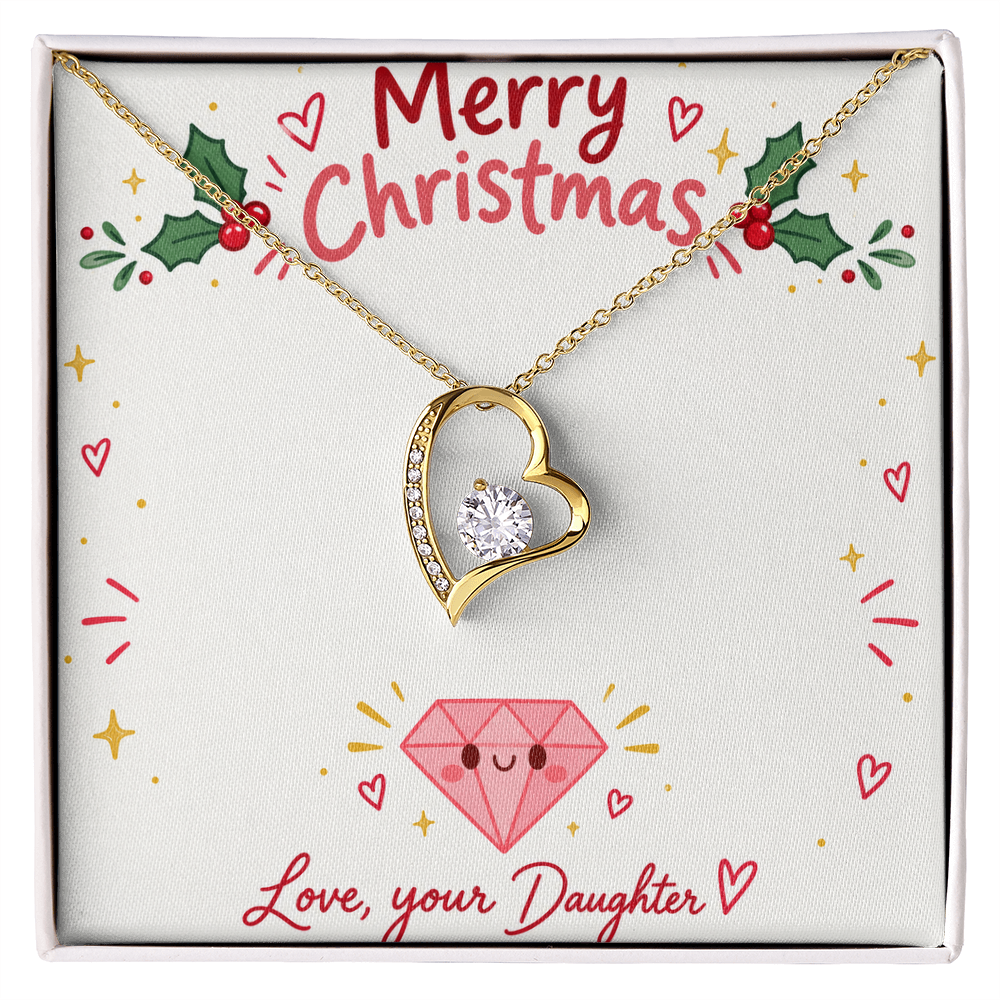 To My Mom from Daughter Christmas Gift – Forever Love Heart Necklace with Crystal