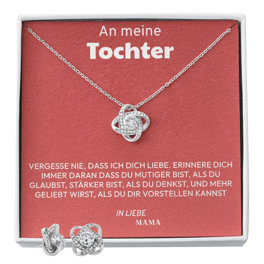 Necklace and CZ earrings for Daughter with red message card