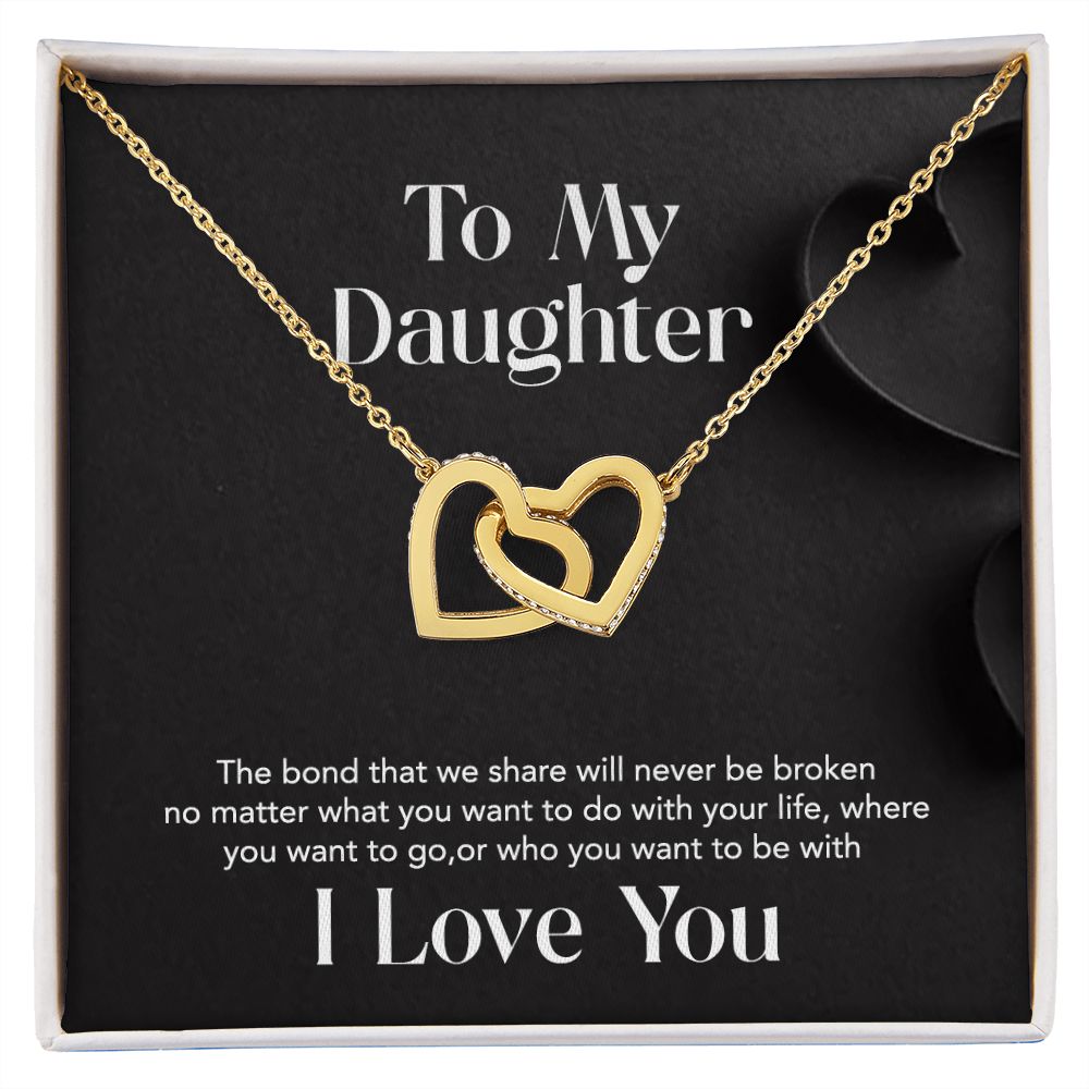 Interlocking Heart Necklace - With Message Card For Daughter