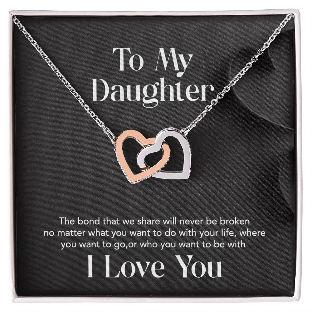 Interlocking Heart Necklace - With Message Card For Daughter