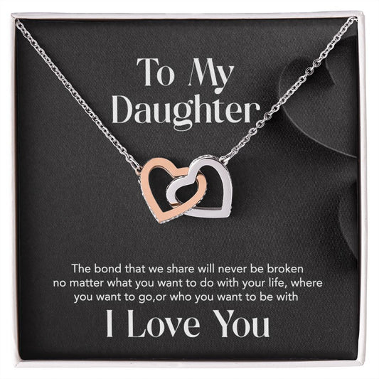 Interlocking Heart Necklace - With Message Card For Daughter