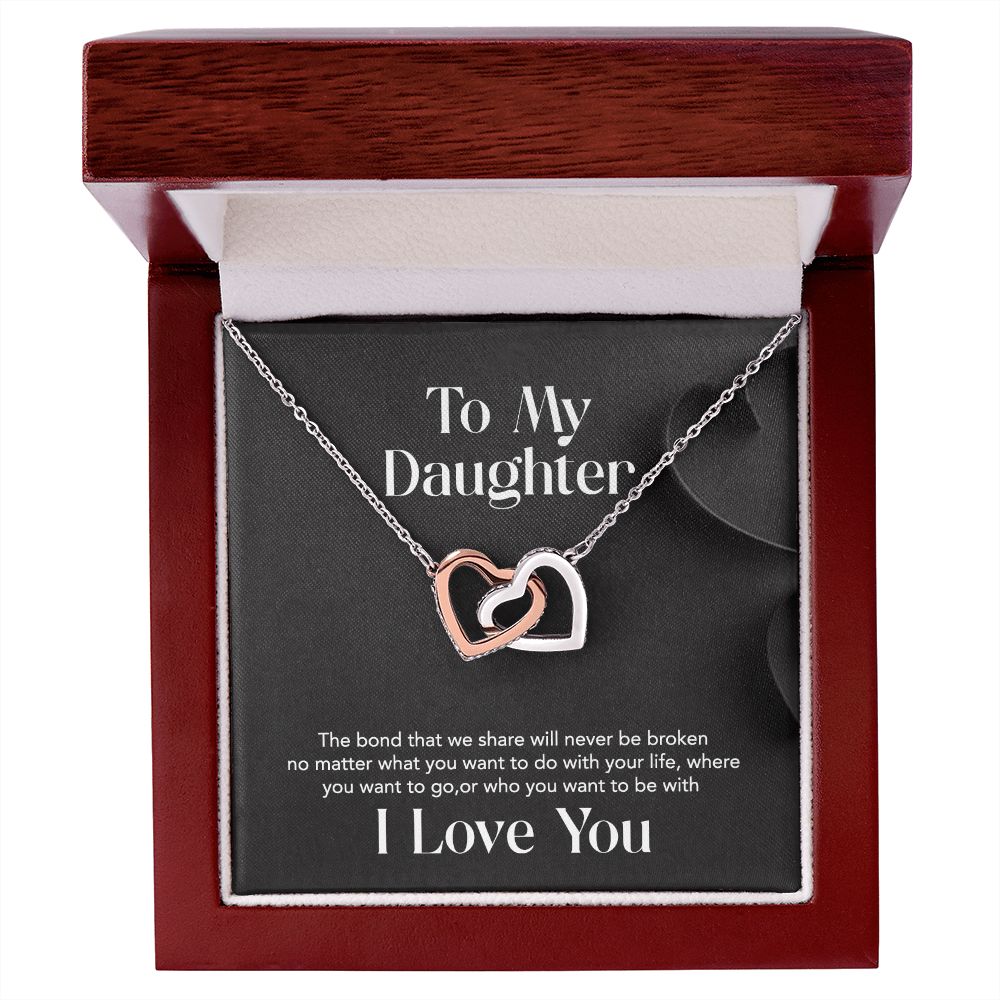 Interlocking Heart Necklace - With Message Card For Daughter