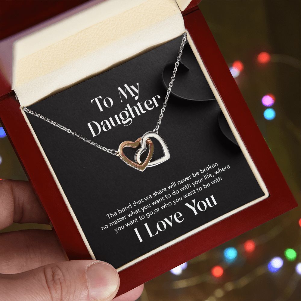 Interlocking Heart Necklace - With Message Card For Daughter