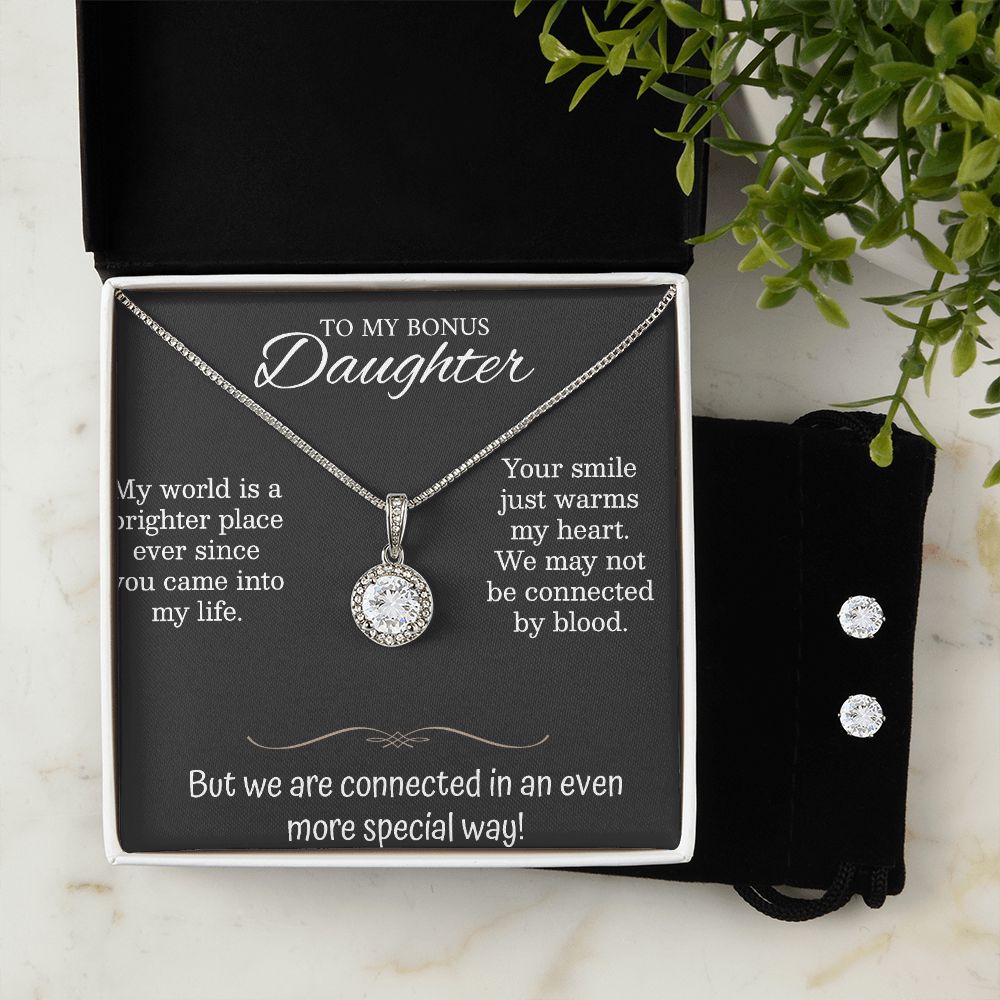 Eternal Love Necklace with Earrings - 14k White Gold