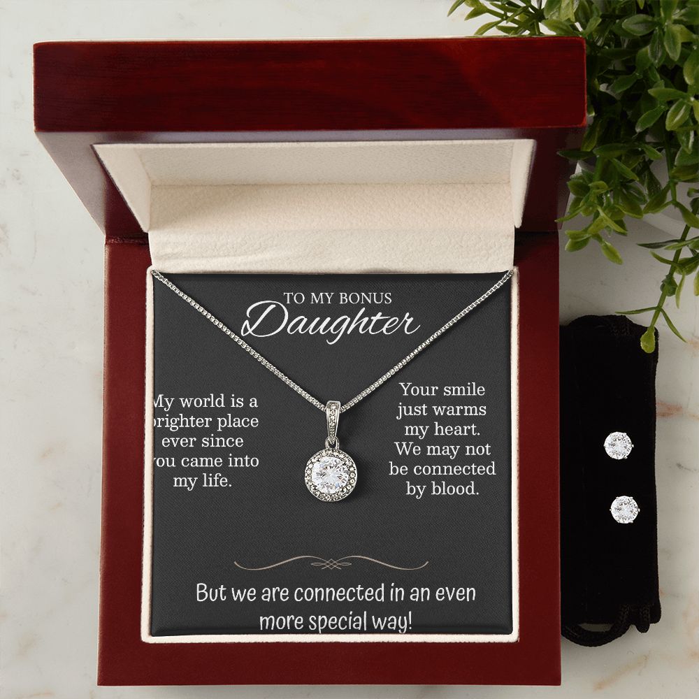 Eternal Love Necklace with Earrings - 14k White Gold