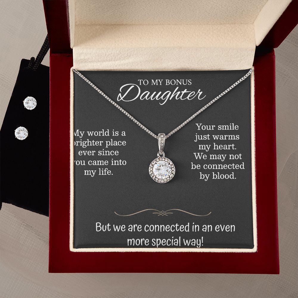 Eternal Love Necklace with Earrings - 14k White Gold