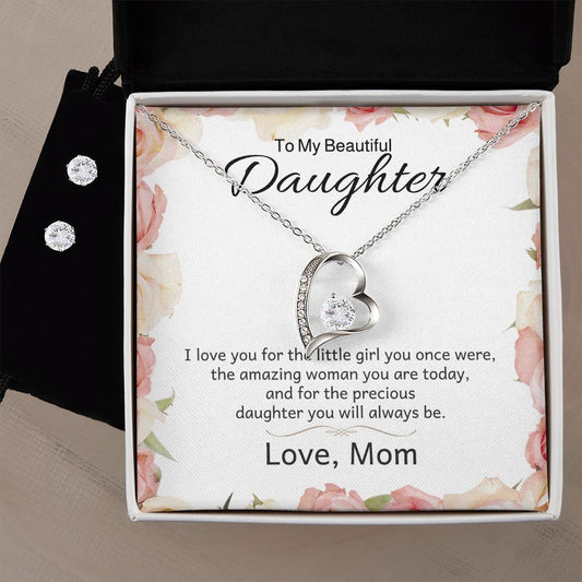 Love Forever Necklace and Earring - (White Gold)
